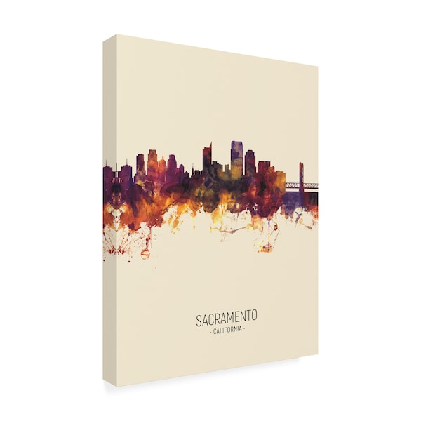 Michael Tompsett 'Sacramento California Skyline Portrait III' Canvas Art,35x47